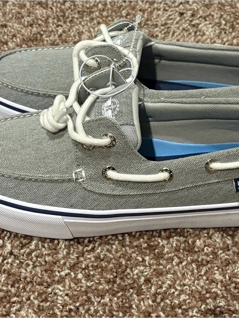 Dockers Men's Light Gray Canvas Boat Shoes with White Laces